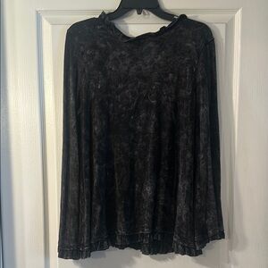 Altar'd State Black Ruffled Relaxed Blouse